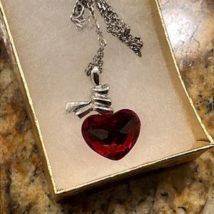 Swarovski Ties of Love Sterling Silver Elements Red Crystal Heart Necklace